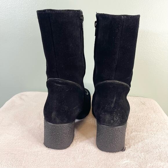 Pajar Canada Suede Shearling Lined Black Boots Size 6.5 - Picture 5 of 10